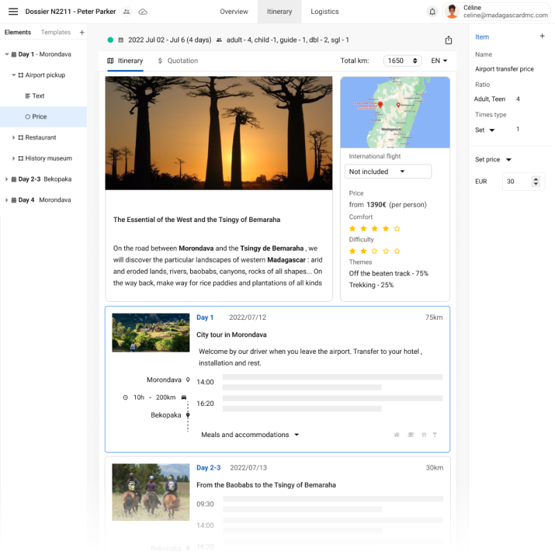 Trip builder - presentation screenshot